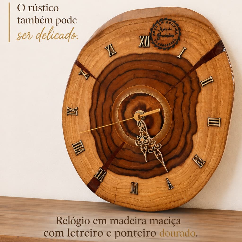 Relógio de Parede Artesanal em Madeira