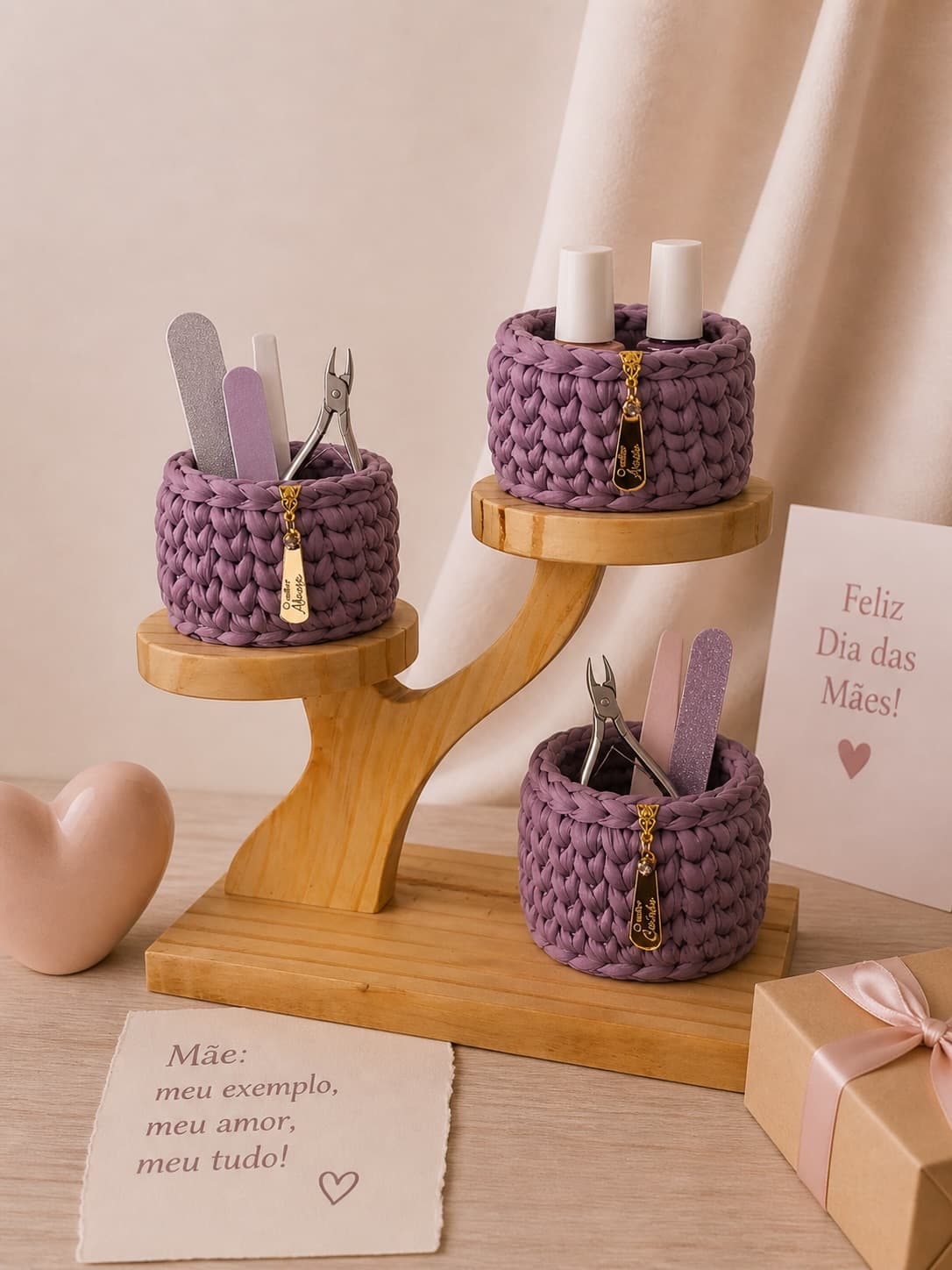 Kit de Cachepô Artesanal em Crochê