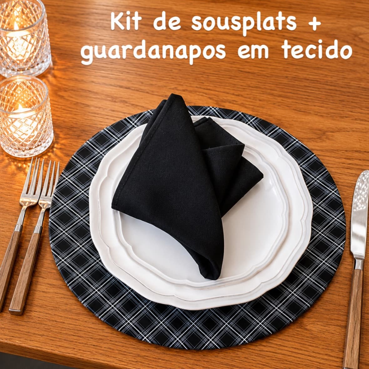 Jogo de Sousplat para 6 Lugares com Flor de Crochê