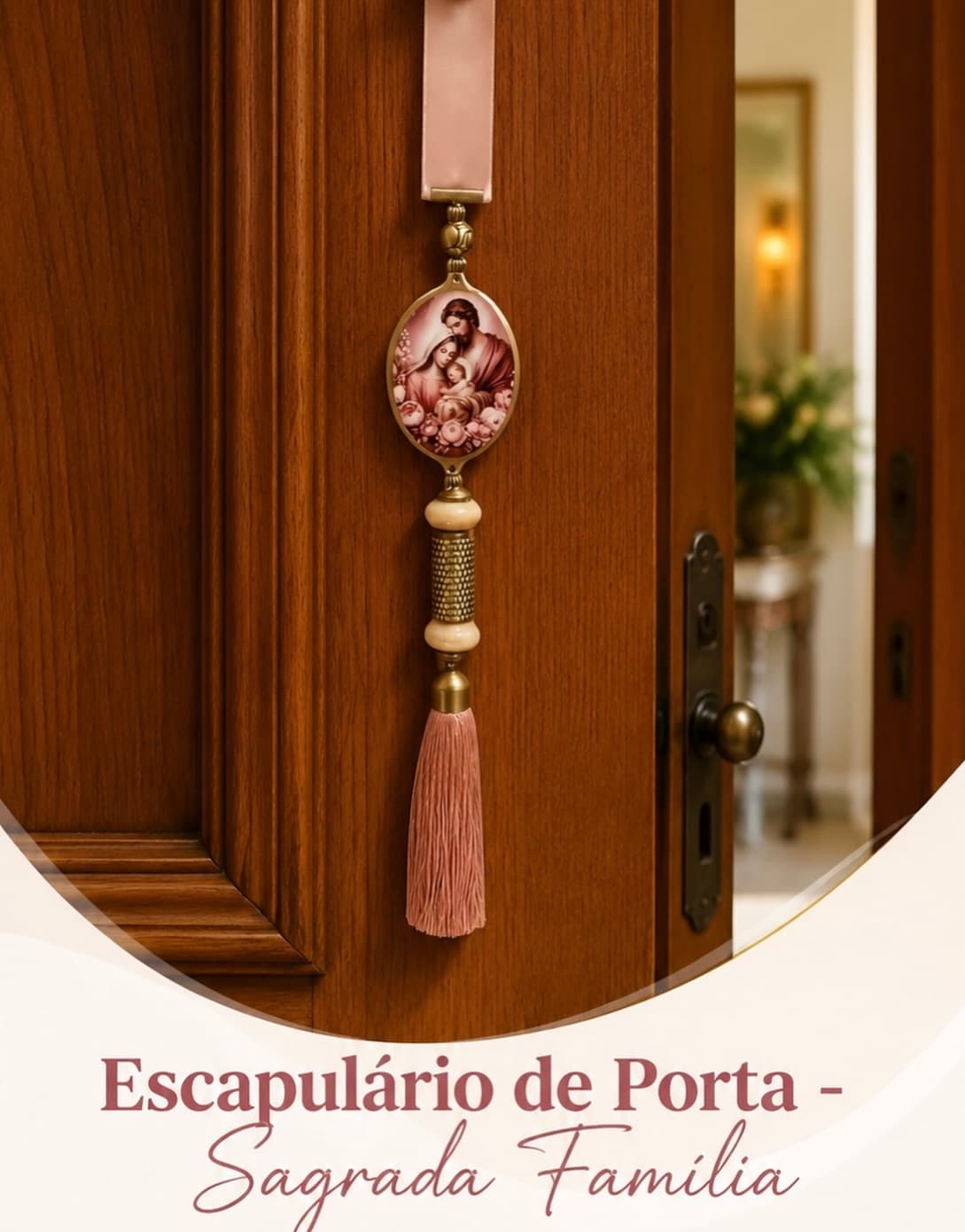 Escapulário de Porta - Sagrada Família Rose
