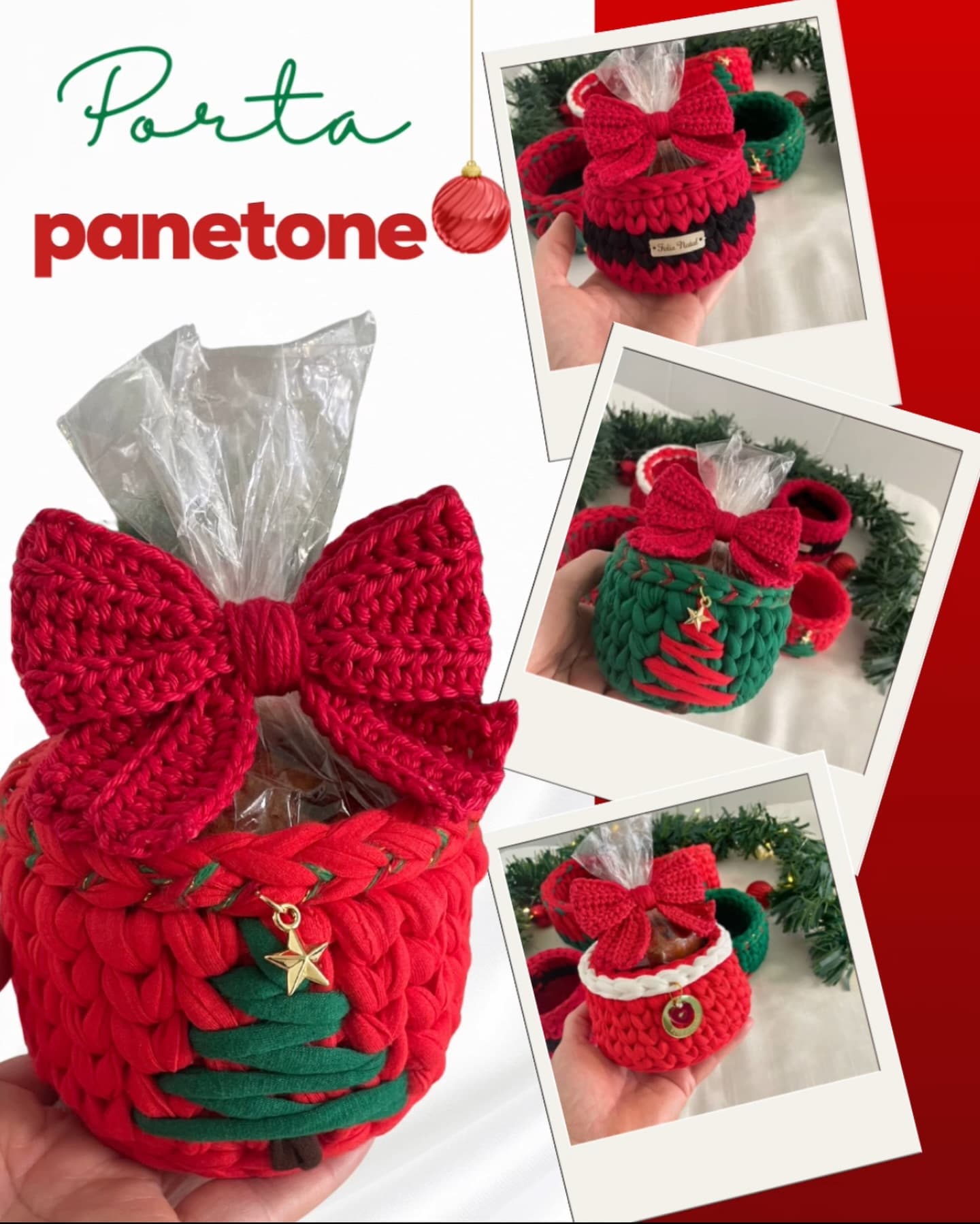 Porta-panetone em fio de malha