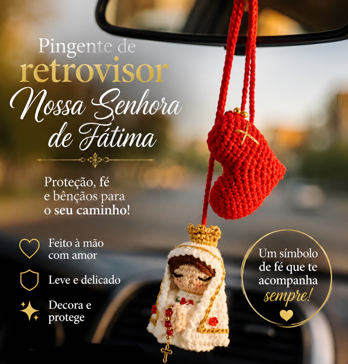 Pingente de Retrovisor Nossa Senhora de Fátima