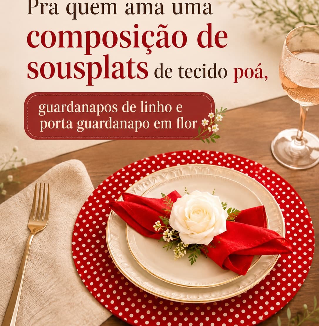 Kit Mesa Posta com Sousplats e Guardanapos