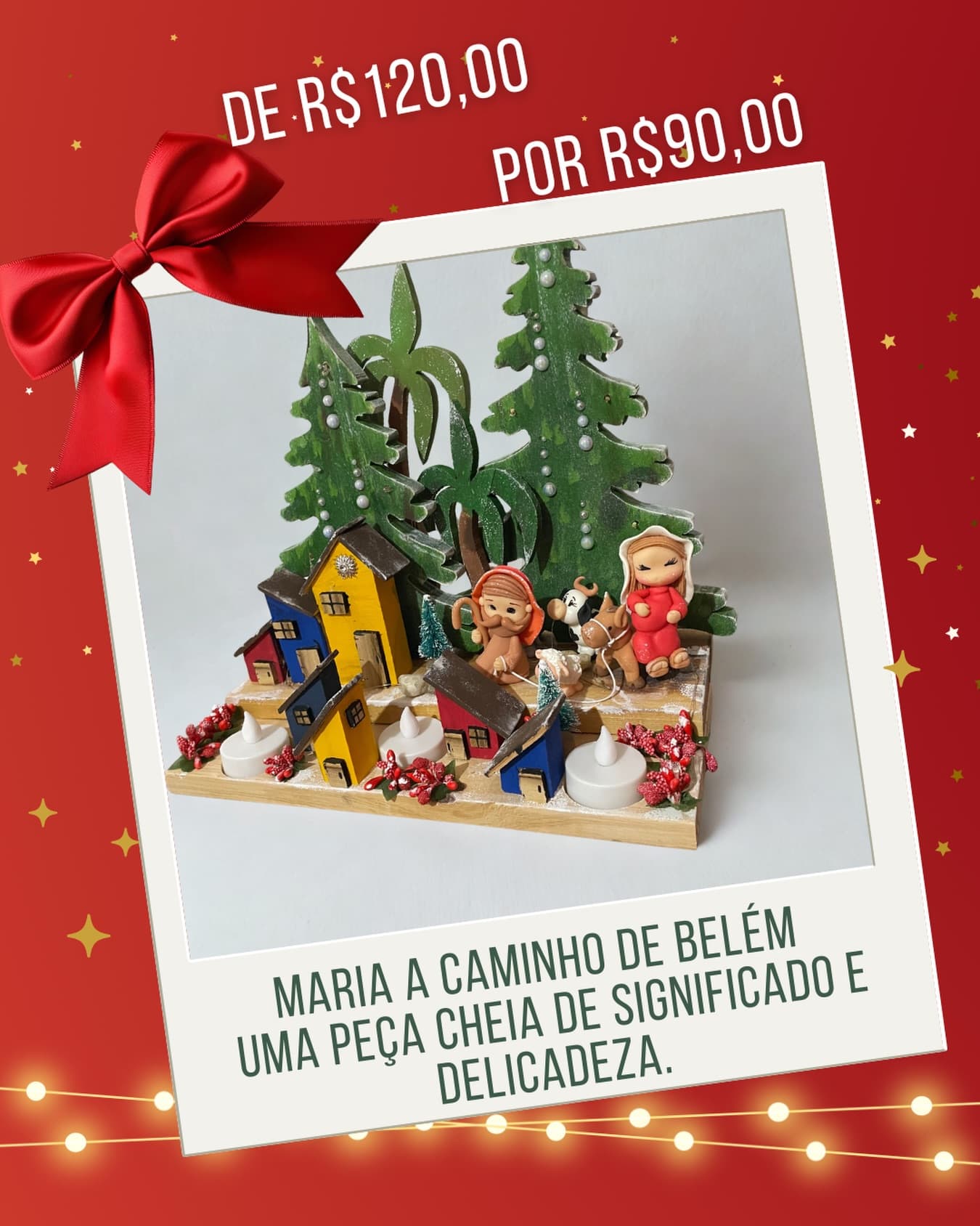 Presépio Maria a caminho de Belém com LED