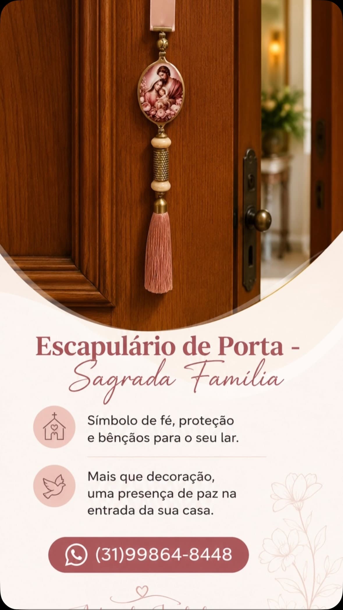 Escapulário de Porta - Sagrada Família Rose