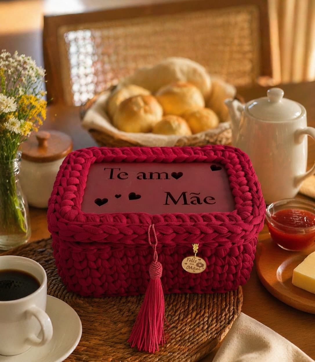 Cesta de Café da Manhã em Crochê