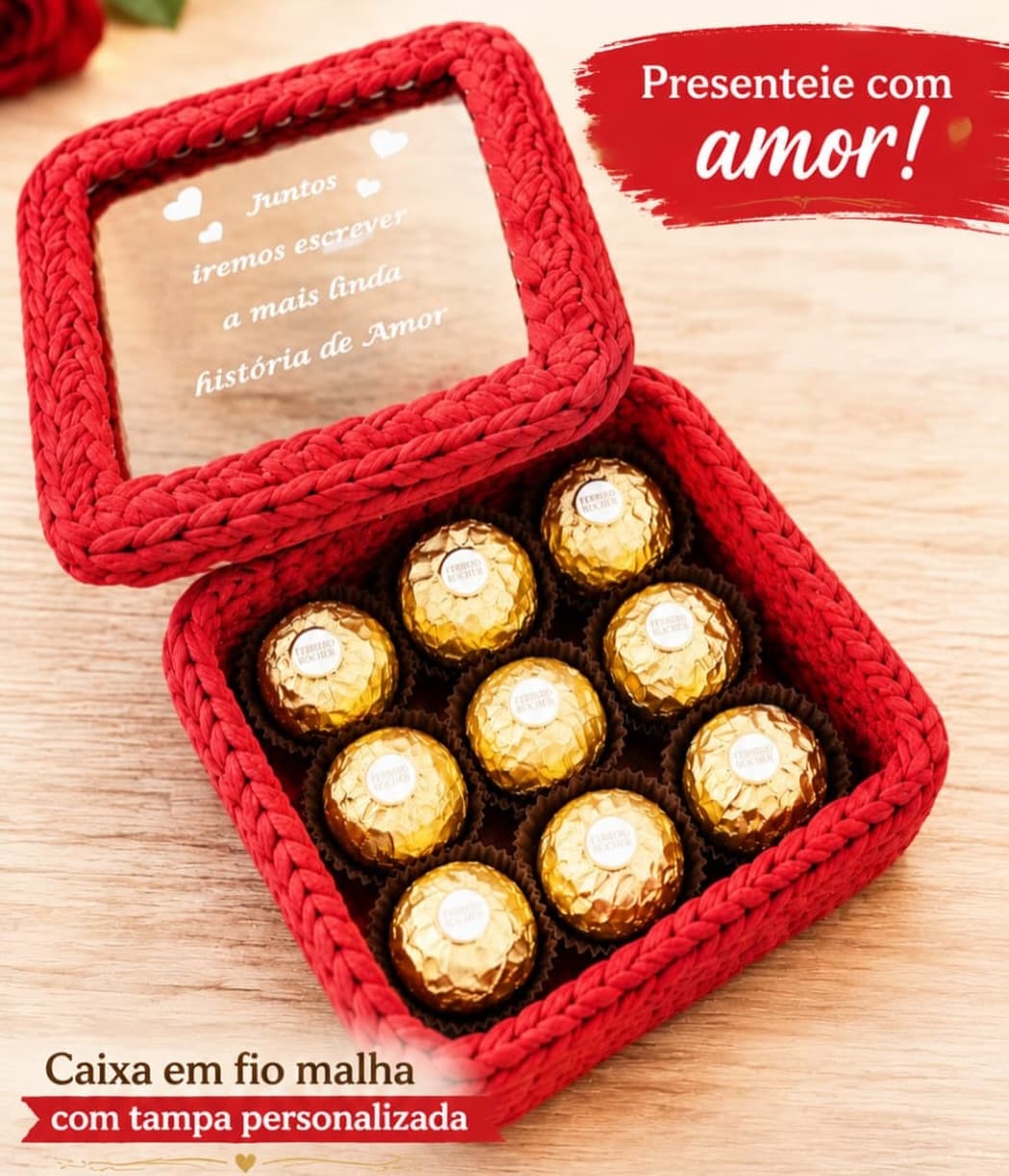 Caixa Personalizada em Fio de Malha - Dia dos Namorados