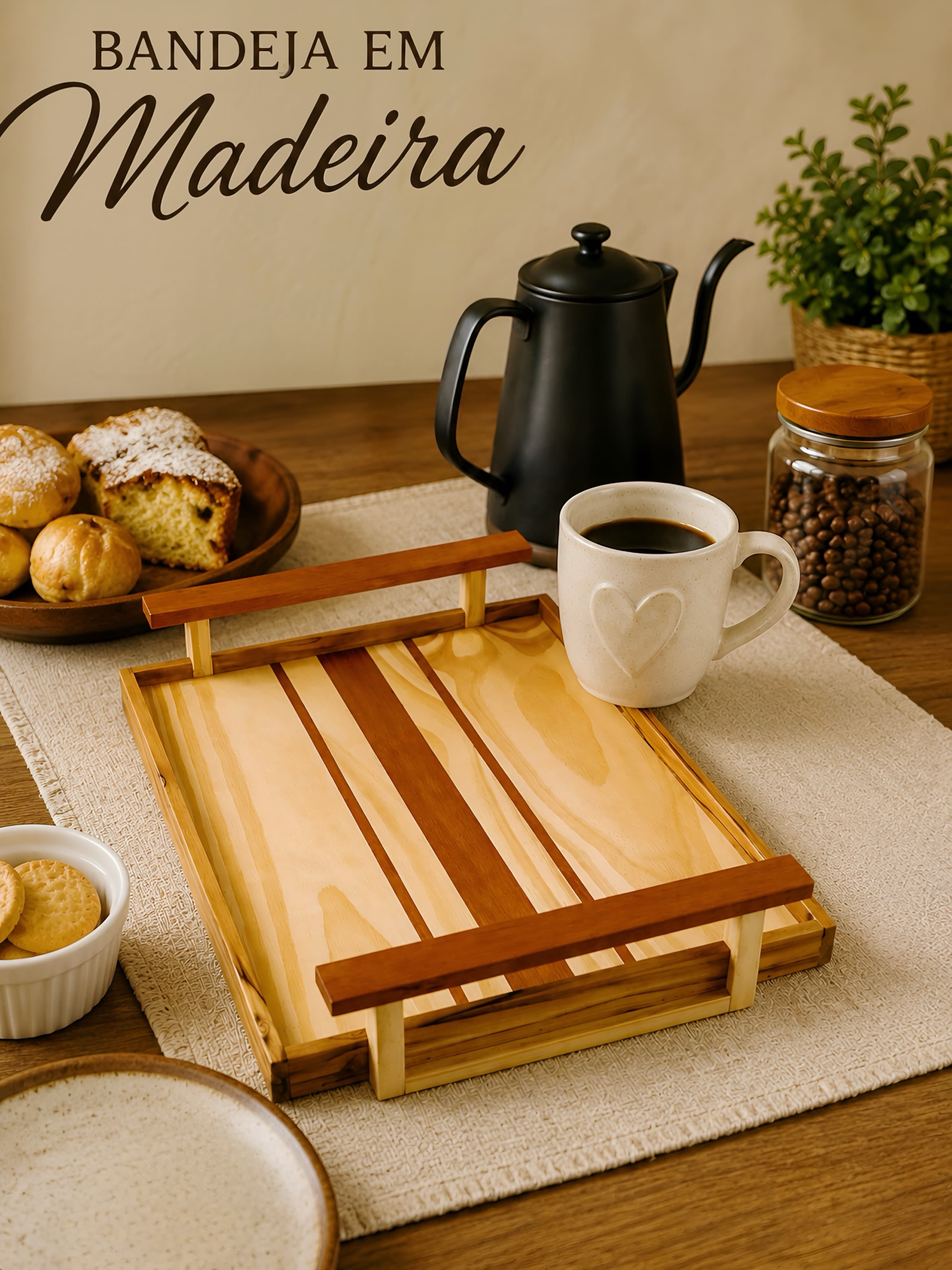 Bandeja Artesanal em Madeira Teca